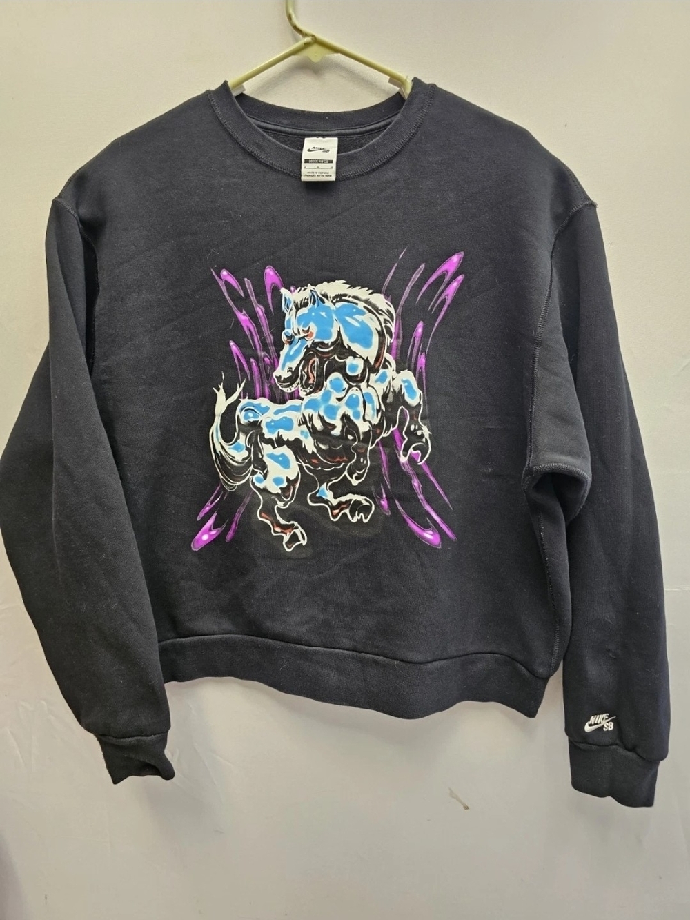 Nike SB Fleece Skate Crew Stallion Sweatshirt Unisex Size Medium Black
